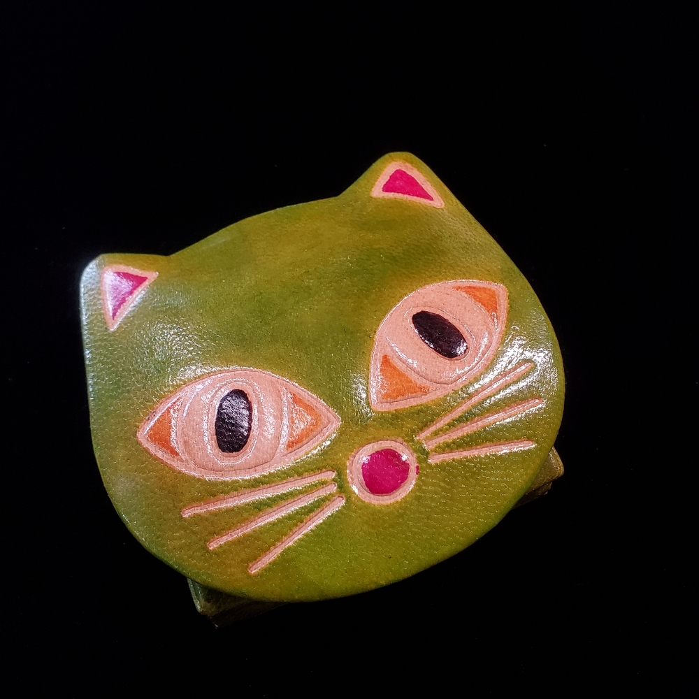 Leather Kitty Coin Purse